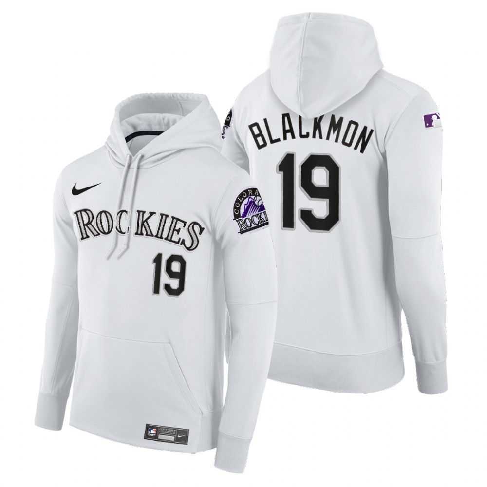 Men Colorado Rockies 19 Blackmon white home hoodie 2021 MLB Nike Jerseys